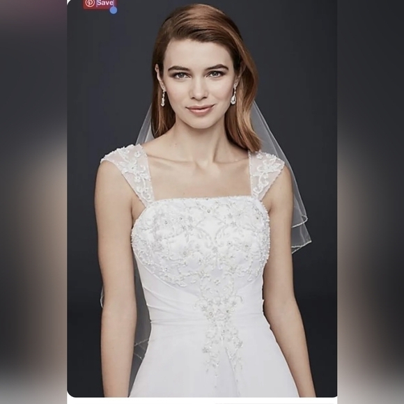 David's Bridal Empire Waist A-Line Wedding Dress - Picture 2 of 16